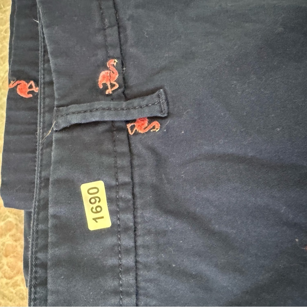 Talbots Navy Relaxed Chinos With Pink Flamingos 16 - Picture 7 of 8